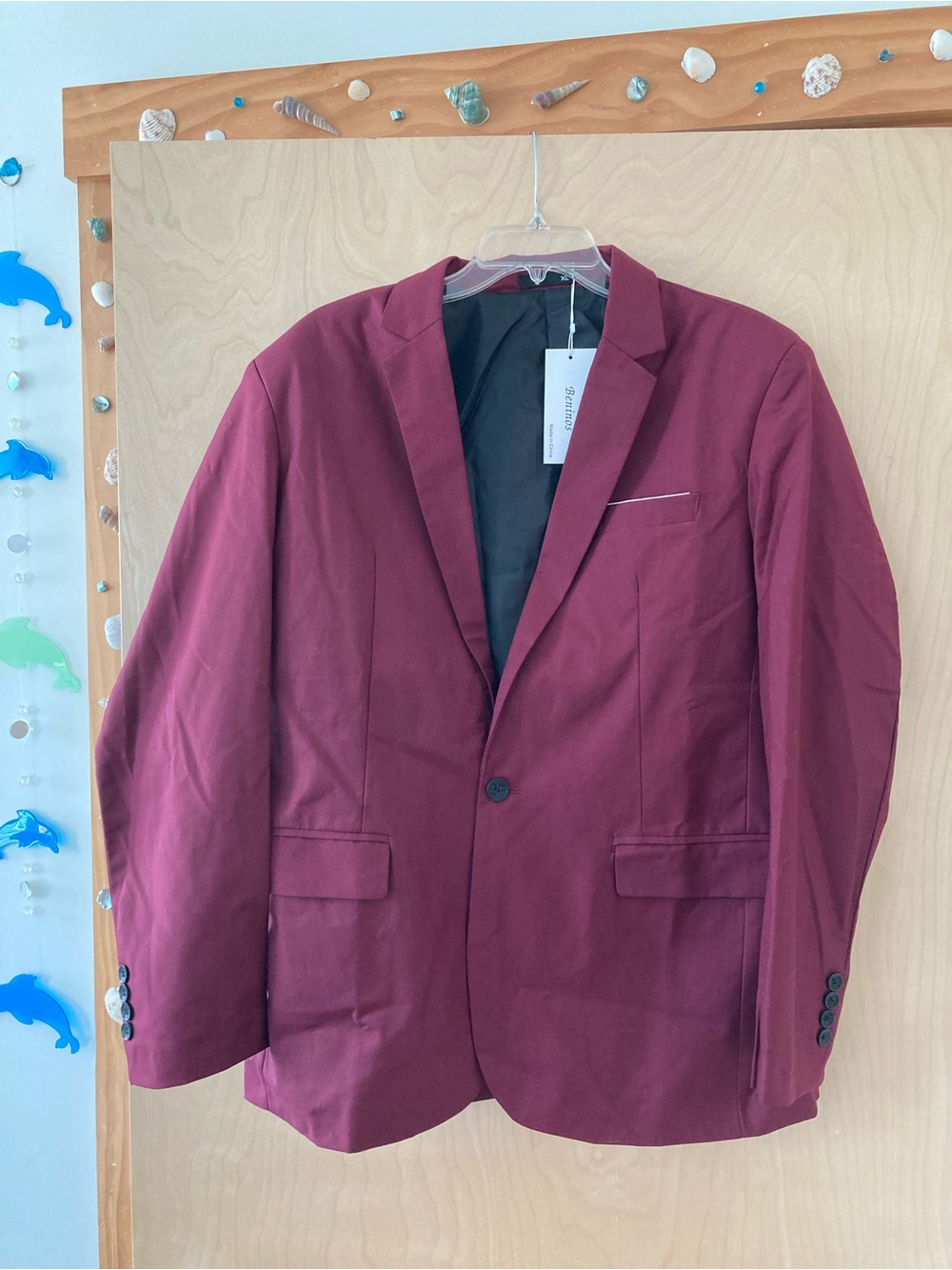 Beninos NWT Men's XL Burgundy Single-Button Blazer Contemporary Sport Coat